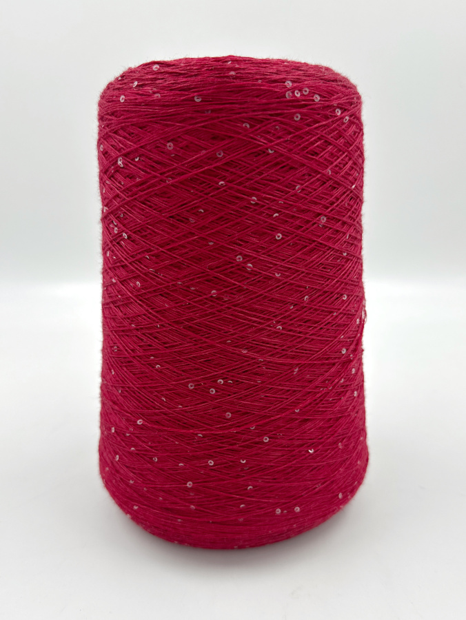 Пряжа Merino Paillettes, Italia, меринос, цвет малиновый, 96% меринос, 4% па+пайетки, цвет малиновый, Italia — фото пряжи Cozy Wool